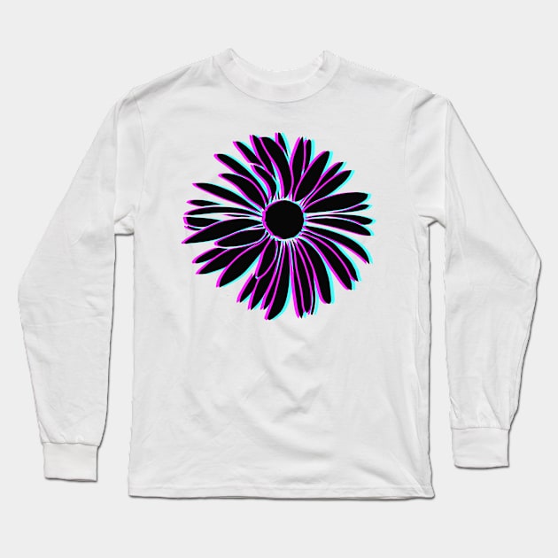 Daisy Flower glitch 3d Long Sleeve T-Shirt by GeekCastle